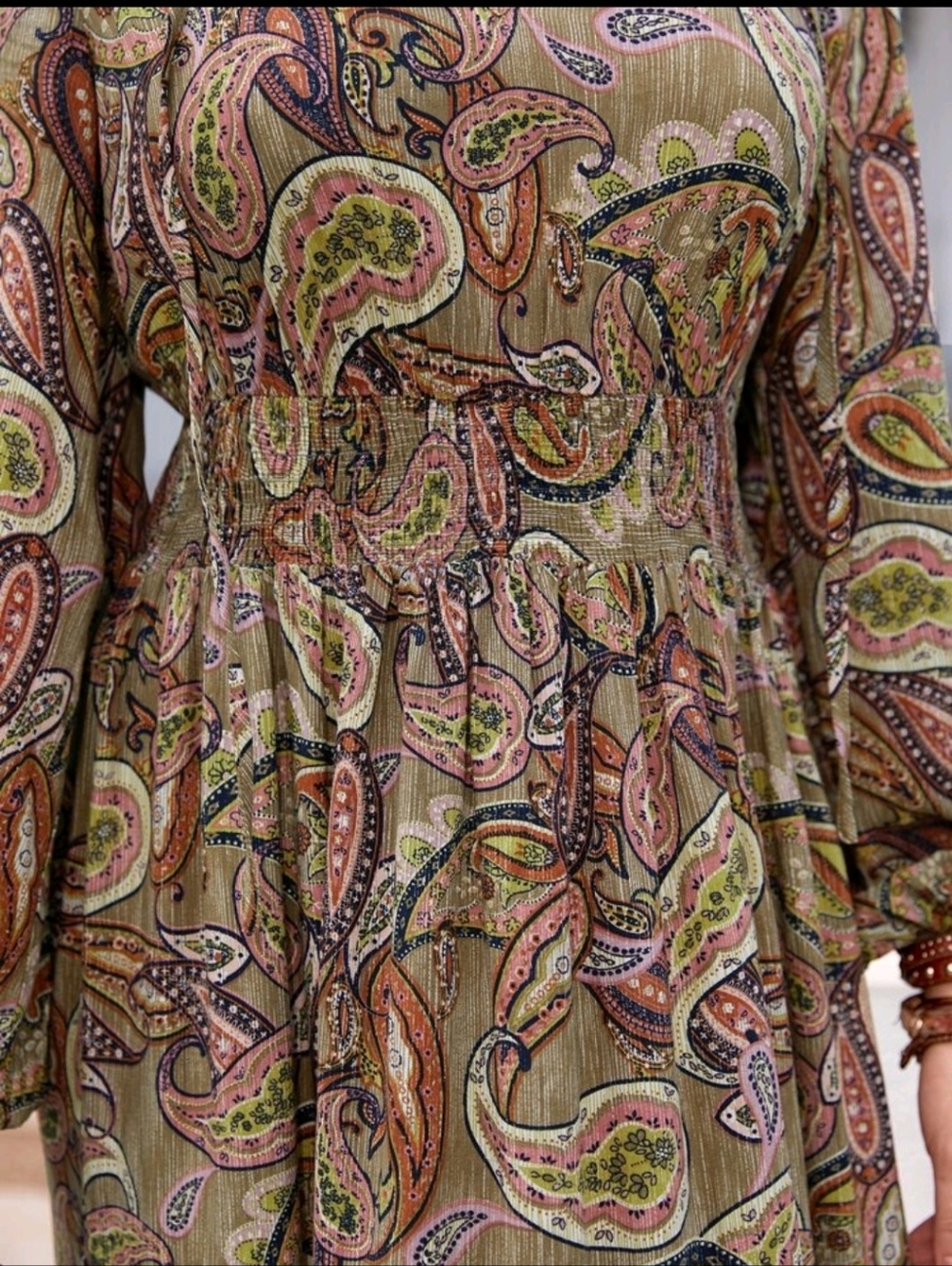 Paisley Olive Maxi Dress - Picture 6 of 9